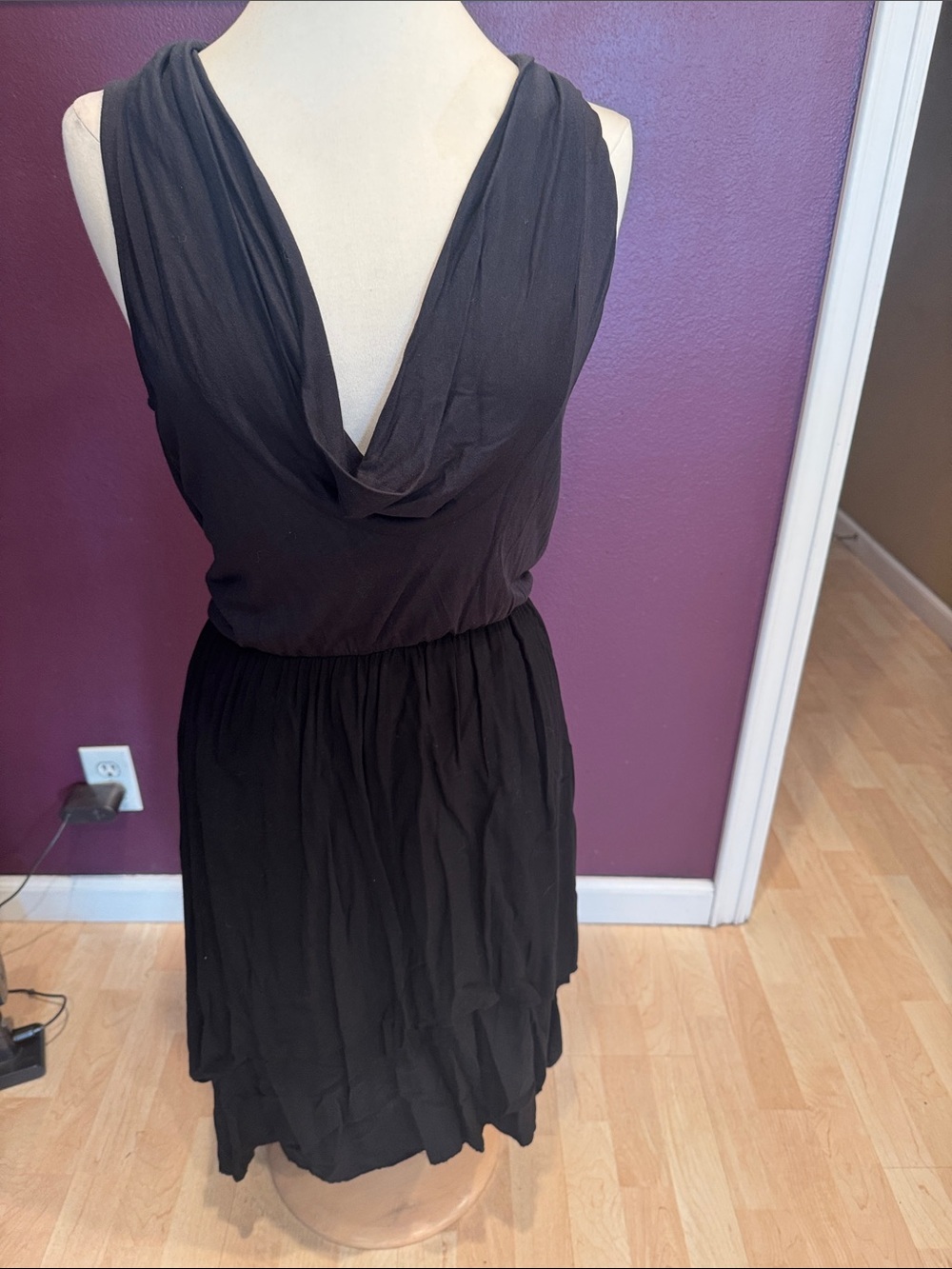 Ella Moss Black One-Shoulder Cowl Neck Dress